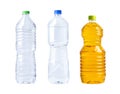 Plastic water and vegetable oil bottle isolated on white background Royalty Free Stock Photo