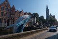 Plastic whale in Bruges, Belgium