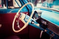 Plastic wheel and interior of an old Soviet car Royalty Free Stock Photo