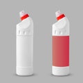 Plastic white bottle for cleaning products, and household chemicals. With and without label. Isolated on white Royalty Free Stock Photo