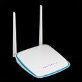 plastic white wireless router isolated on black Royalty Free Stock Photo