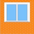 Plastic window on the background of a brick wall Royalty Free Stock Photo