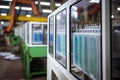 plastic window production line with clear and colored windows being made