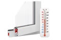 Plastic window profile with thermometer, 3D rendering