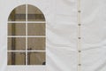 Plastic window in white event tent