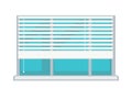 Plastic window with white half-mast blinds isolated illustration Royalty Free Stock Photo