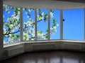 Plastic windows overlooking the garden