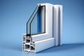 plastic windows profile white with double glazing on blue background