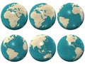 Plastic world globe icons