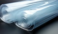 Plastic wrap roll, food wrap, or pliofilm is a thin plastic film typically used for sealing food items in containers to Royalty Free Stock Photo