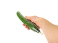 Plastic Wrapped Cucumber, Vegetable in Film Packaging, Film Wrap Food, Eat Plastic Concept Royalty Free Stock Photo