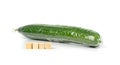 Plastic Wrapped Cucumber, Vegetable in Film Packaging, Film Wrap Food, Eat Plastic Concept Royalty Free Stock Photo