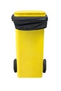 plastic yellow trash can isolated on white background Royalty Free Stock Photo