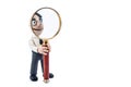 Plasticine businessman with magnifying glass Royalty Free Stock Photo