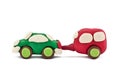 Plasticine car pulls trailer camping Royalty Free Stock Photo