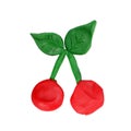 Plasticine cherries isolated on white Royalty Free Stock Photo