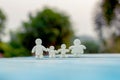 Plasticine clay happy family holding hand together on nature background.Happy family and love concept