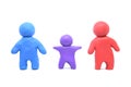 Plasticine clay happy family isolated on the white