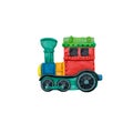 Plasticine colorful retro train sculpture isolated on white