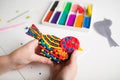plasticine craft for kids. clay bird.
