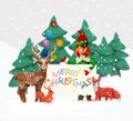 Plasticine 3D Christmas Greeting card with elf Royalty Free Stock Photo