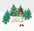 Plasticine 3D Christmas Greeting card with elf Royalty Free Stock Photo