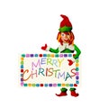 Plasticine 3D greeting card with elf and blank text space Royalty Free Stock Photo