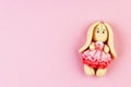 Plasticine Easter Bunny on a pink background