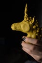 Plasticine Fantasy Unicorn sculpture isolated