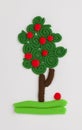 Plasticine fruit tree. Royalty Free Stock Photo