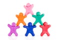 Plasticine guys making a human pyramid Royalty Free Stock Photo