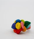 Plasticine Hand Made Flowers. Flowers made of clay isolated on w