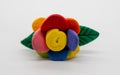 Plasticine Hand Made Flowers. Flowers made of clay isolated on w