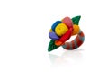 Plasticine Hand Made Flowers. Flowers made of clay isolated on w