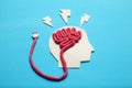 Plasticine head and brain. Smart critic mind. Creative think
