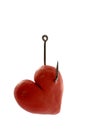 Plasticine heart on hook