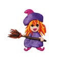 Plasticine little Halloween witch sculpture isolated Royalty Free Stock Photo