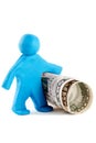 Plasticine man with banknote Royalty Free Stock Photo