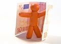 Plasticine man and money Royalty Free Stock Photo