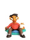 Plasticine man watching TV Royalty Free Stock Photo