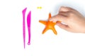 Plasticine modeling starfish. Sea background. Step by step 6