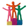 Plasticine people celebrate victory Royalty Free Stock Photo