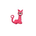 Plasticine Pink Cat sculpture isolated