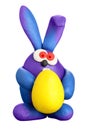 Plasticine rabbit with easter egg Royalty Free Stock Photo