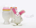 Plasticine rabbit with easter eggs Royalty Free Stock Photo