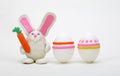 Plasticine rabbit with easter eggs Royalty Free Stock Photo
