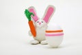 Plasticine rabbit with easter eggs Royalty Free Stock Photo