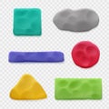 Plasticine. Realistic templates of geometrical forms different colors and shapes isolated decent vector plasticine set