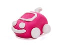 Plasticine red car isolated on white background Royalty Free Stock Photo