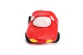Plasticine red passenger car cabriolet car isolated on white Royalty Free Stock Photo